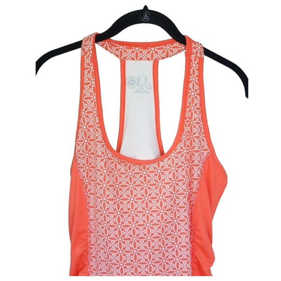 LOLA by AFG Athletic Sporty Racer Back Tank Mini Dress Coral Orange Large NWT - Picture 6 of 13